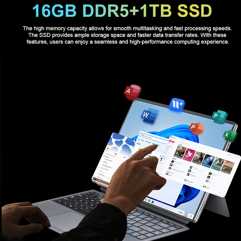 CRELANDER 2 in 1 Laptop Intel N100 Notebook 14 Inch 2K Touch Screen
