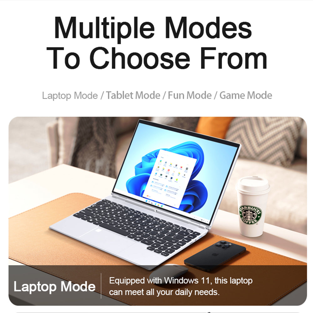 CRELANDER 14 Inch 360 Degree Rotating Touch Screen Laptop