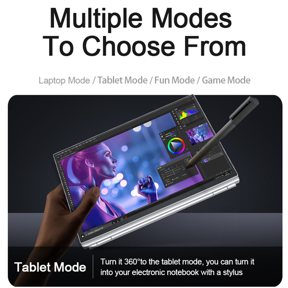 CRELANDER 14 Inch 360 Degree Rotating Touch Screen Laptop