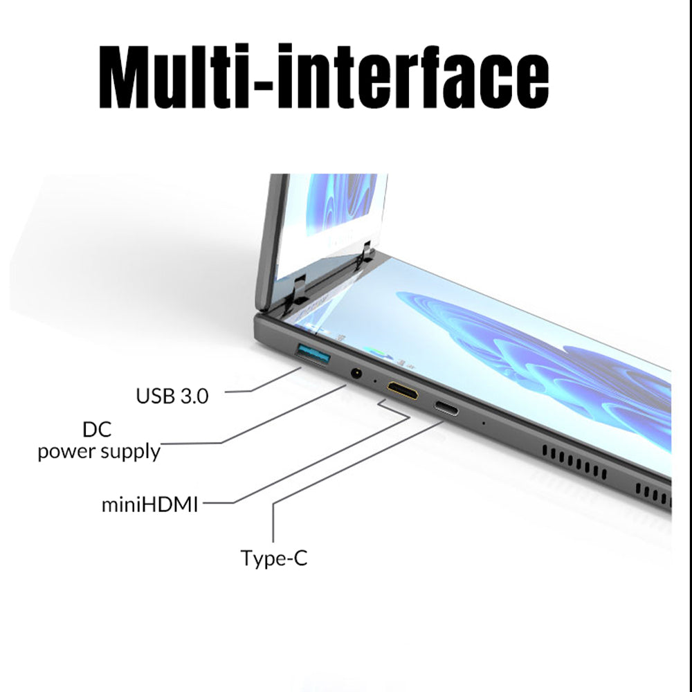 CRELANDER Dual Sceen Laptop 14+14 Inch Intel N95 CPU 360 Degree