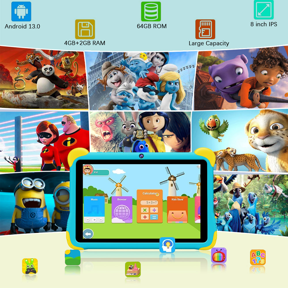 CRELANDER 8 " Kids Tablet Children Study Education Mini Android Tablet PC