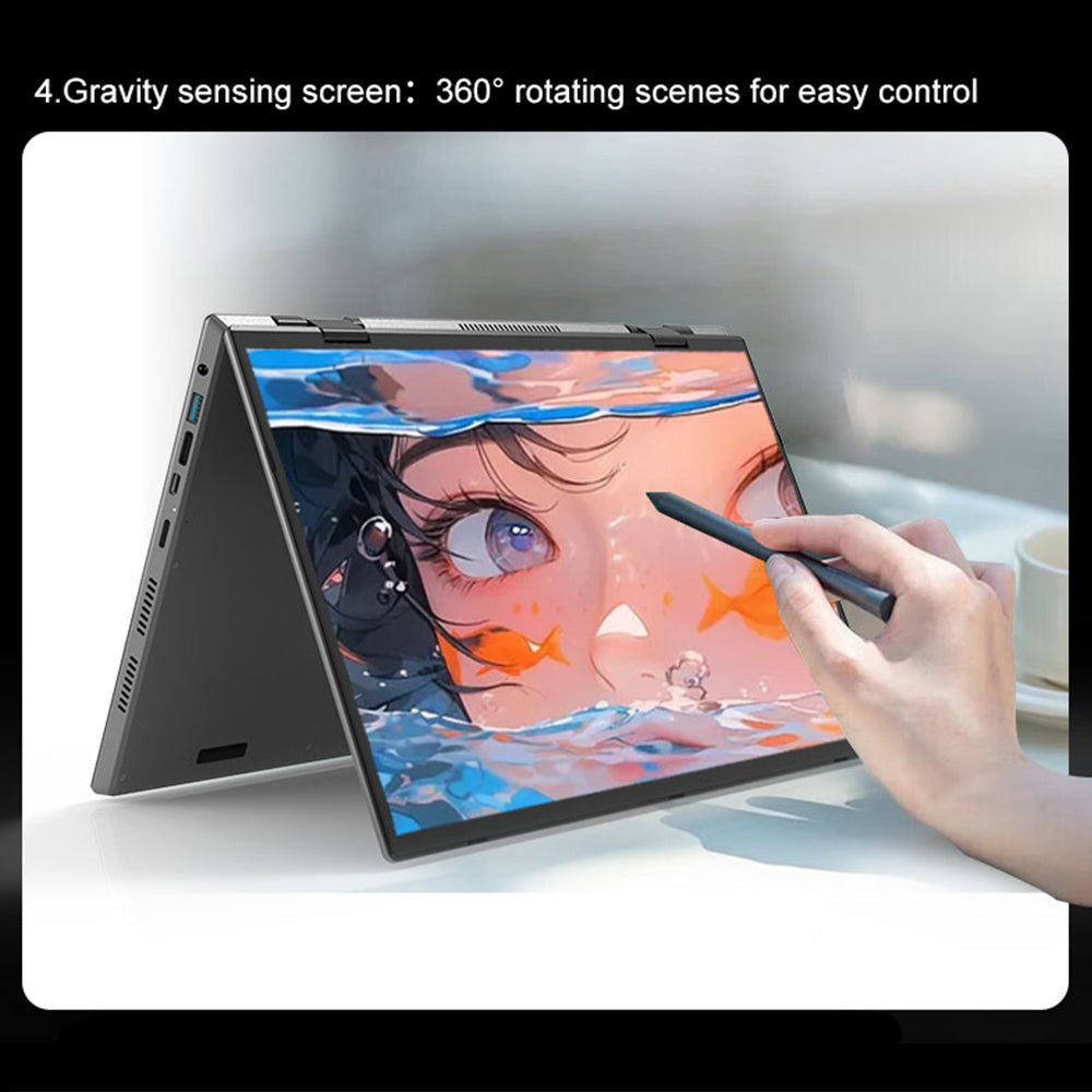 CRELANDER Dual Sceen Laptop 14+14 Inch Intel N95 CPU 360 Degree