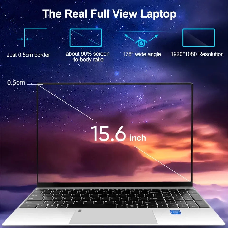 CRELANDER 15.6 inch 8GB RAM 128GB/256GB/512GB/1TB Intel Celeron J4125 Laptop