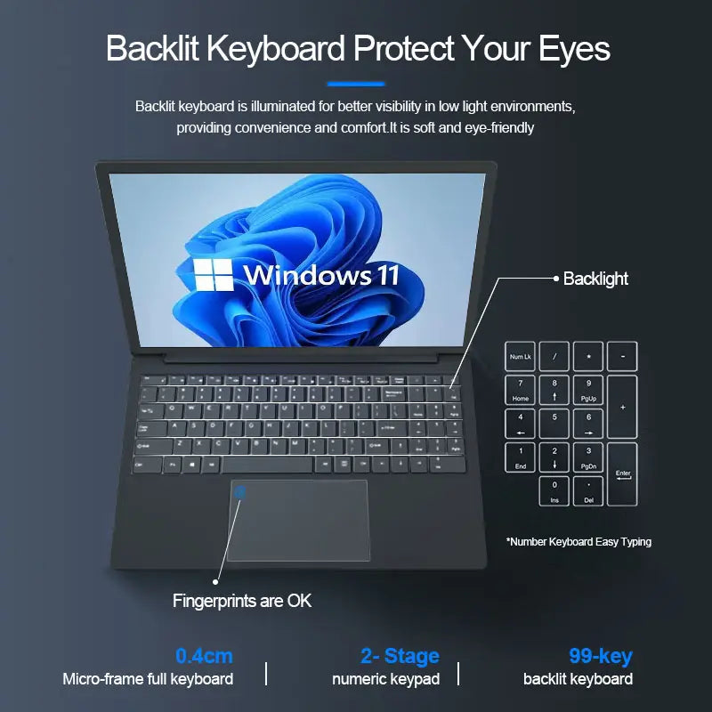 CRELANDER Z50 Business Laptop 15.6 Inch IPS Screen Intel Celeron N5095 Processor 16GB RAM