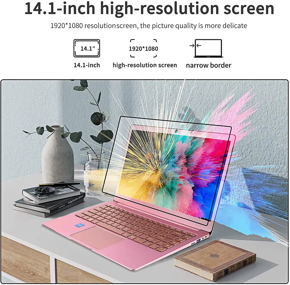 CRELANDER Pink Laptop 14 inch 1920*1080 Intel J4125 8GB RAM 128GB 256GB 512GB SSD