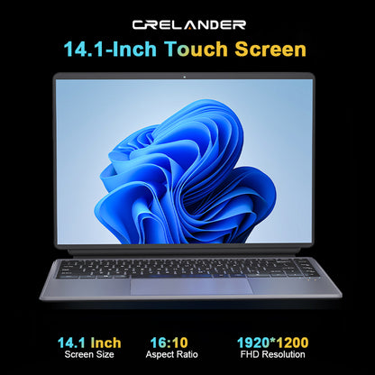 CRELANDER 2 in 1 Laptop Intel N100 Notebook 14 Inch 2K Touch Screen